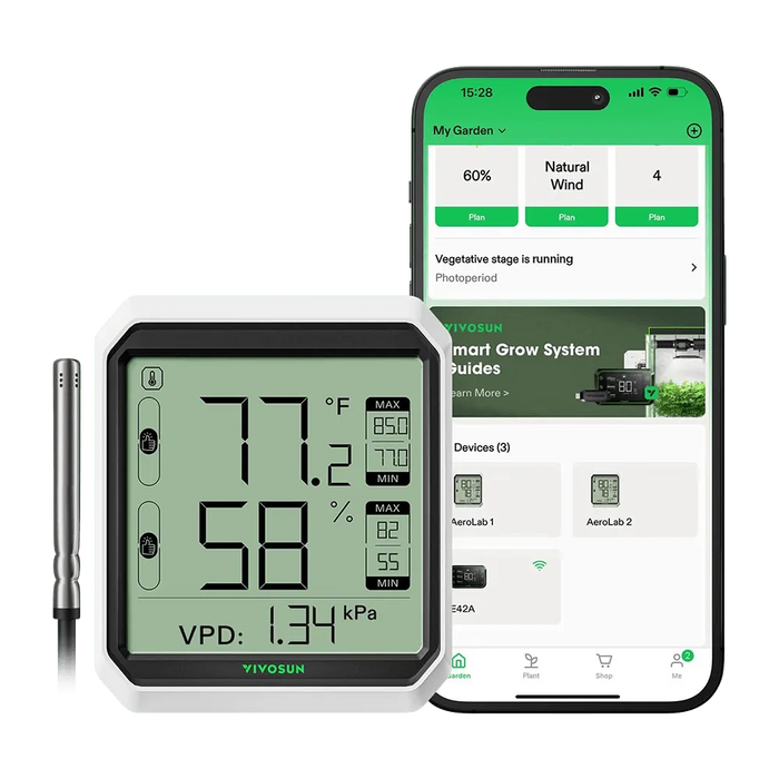 VIVOSUN AEROLAB BLUETOOTH HYGROMETER THERMOMETER AND EXTERNAL SENSOR