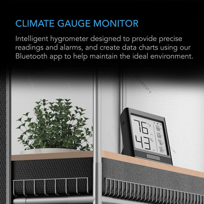 AC Infinity Cloudcom B2, Smart Thermo-Hygrometer With Data APP, Integrated Sensor Probe