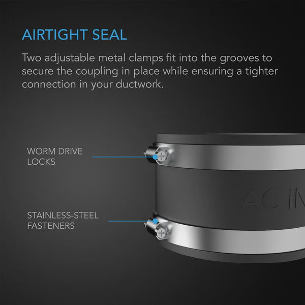 AC Infinity Noise Reduction Clamp, Duct Coupler with Stainless Steel Clamps