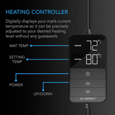 AC Infinity Suncore H3, Seedling Heat Mat with heat Controller, IP-67 Waterproof 25.4 x 52.70 CM