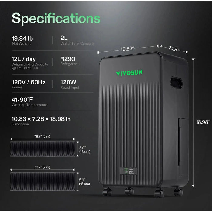 Vivosun AeroDrain D12 Dehumidifier