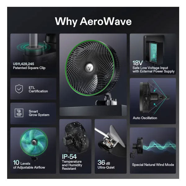 VIVOSUN AEROWAVE E9 9″ CLIP ON FAN