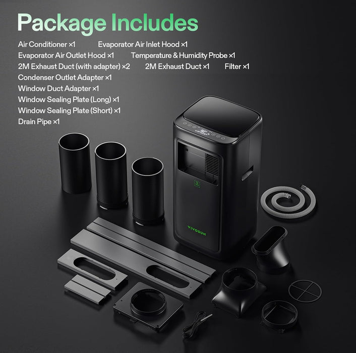 Vivosun AeroLush C08 Intelligent Air Conditioner, 4-in-1 Function, with Temperature & Humidity Sensor Probe