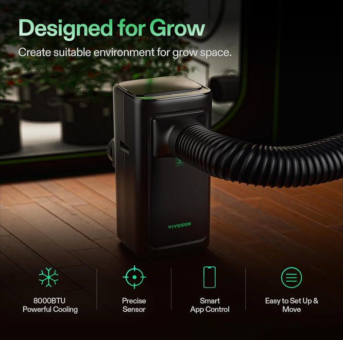 Vivosun AeroLush C08 Intelligent Air Conditioner, 4-in-1 Function, with Temperature & Humidity Sensor Probe