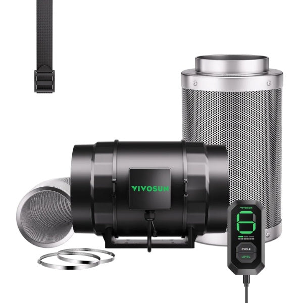 VIVOSUN AEROZESH S8 8″ FAN + CARBON FILTER + DUCTING + E12 CONTROLLER KIT