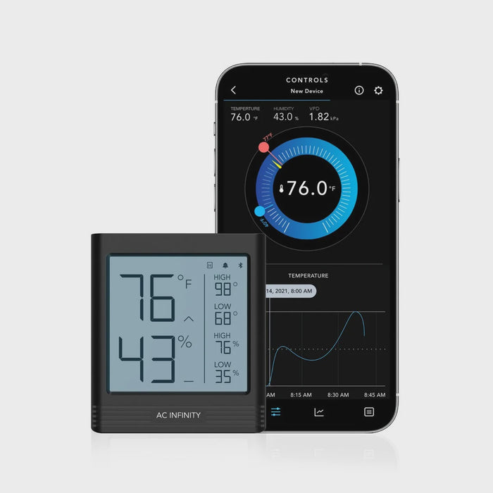 AC Infinity Cloudcom B2, Smart Thermo-Hygrometer With Data APP, Integrated Sensor Probe