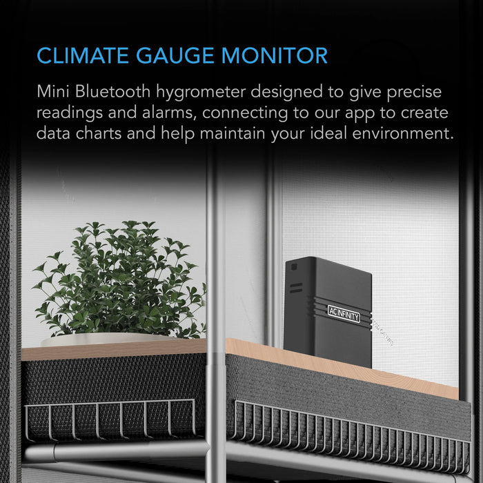 AC Infinity Cloudcom A2, Mini Smart Thermo-Hygrometer with Data App, Integrated sensor probe