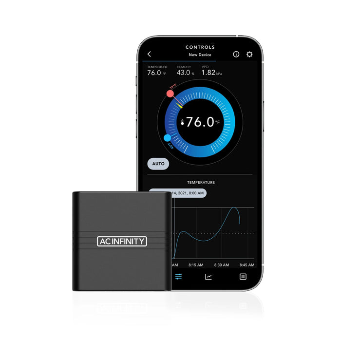 AC Infinity Cloudcom A2, Mini Smart Thermo-Hygrometer with Data App, Integrated sensor probe