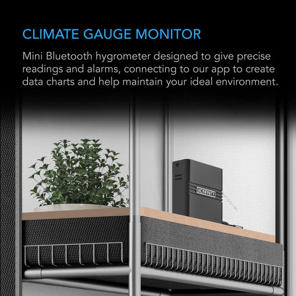 AC Infinity Cloudcom A1, Mini Smart Thermo-Hygrometer with Data App, 12 ft sensor probe