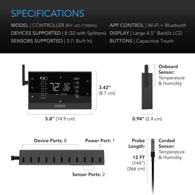 AC Infinity Controller AI+ Environmental Controller, AI-Powered Learning and Dynamic Level Adjusting for UIS, Dual Zone Control