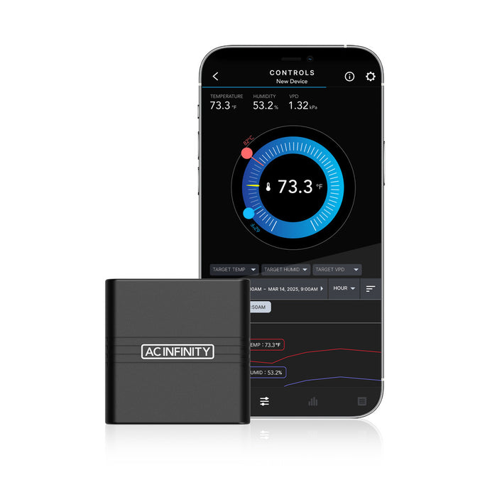 AC Infinity Cloudcom A2, Mini Smart Thermo-Hygrometer with Data App, Integrated sensor probe