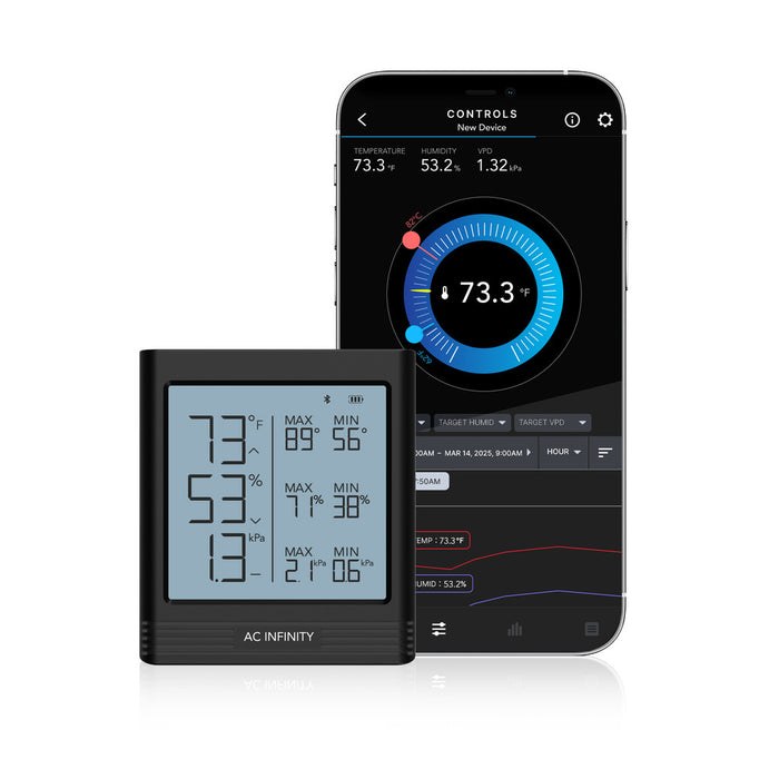AC Infinity Cloudcom B2, Smart Thermo-Hygrometer With Data APP, Integrated Sensor Probe