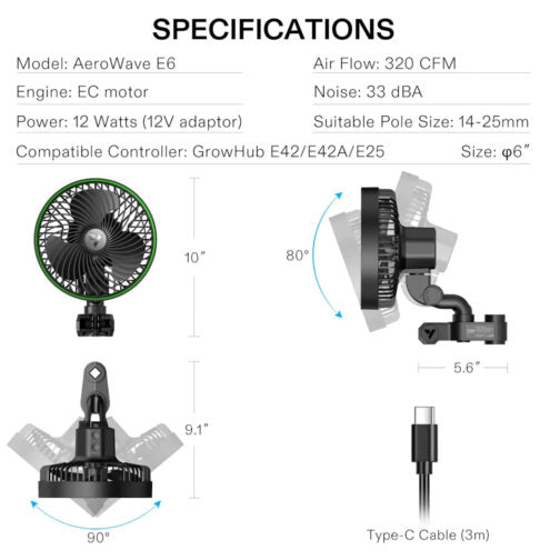 VIVOSUN E6 6″ CLIP ON FAN