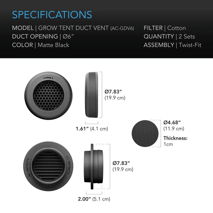 AC Infinity Grow Tent Duct Vent Attachment