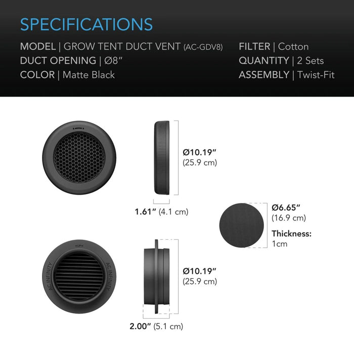 AC Infinity Grow Tent Duct Vent Attachment