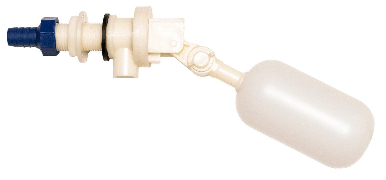 FLOAT VALVE WHITE BAGGED COMPACT / ADJUSTABLE 13MM BARB-18MM THREAD