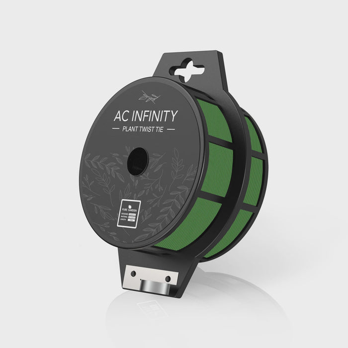 AC Infinity Green Twist Ties with Built-In Cutter, 100m